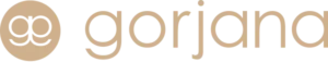 The Gorjana logo in monochrome