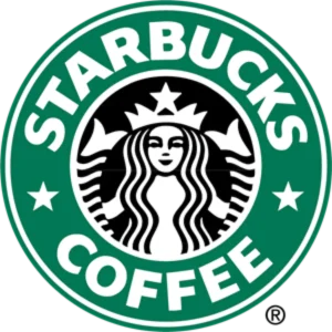 The Starbucks logo in monochrome