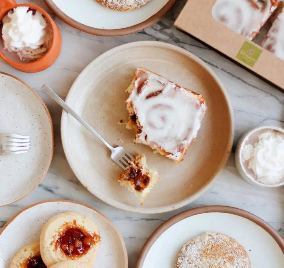 Cinnamon roll sitting on a plate