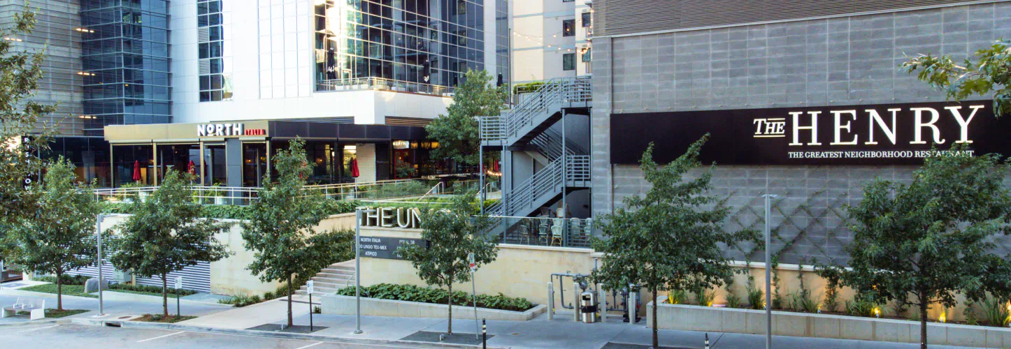 The entrance on The Union flanked by the The Henry and North Italia.