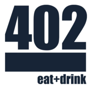 The 402 eat & drink logo in monochrome
